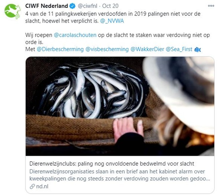 Tweet van ons twitterkanaal