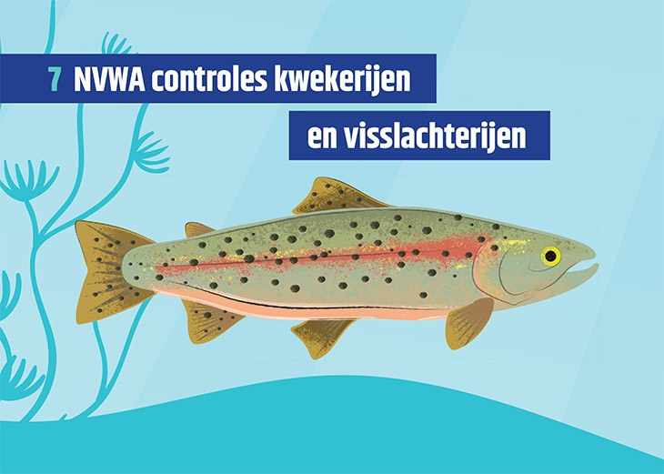 Vissenkaart met daarop de titel 'NVWA controles kwekerijen en visslachterijen'